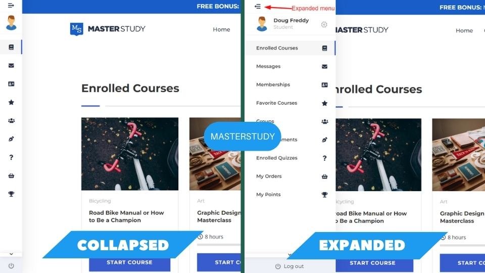 A screen shot of a website showing e-learning courses offered by Masterstudy LMS and Tutor LMS.