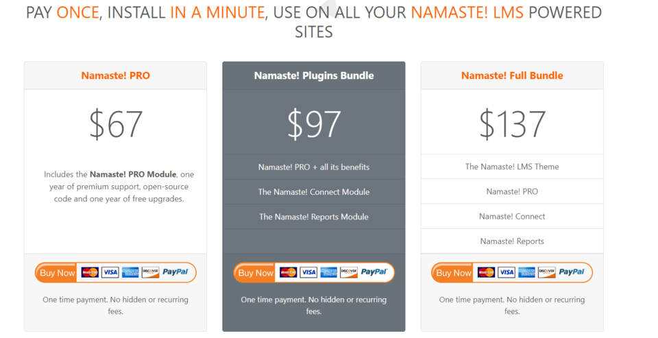 namaste lms pricing- free wp lms plugins