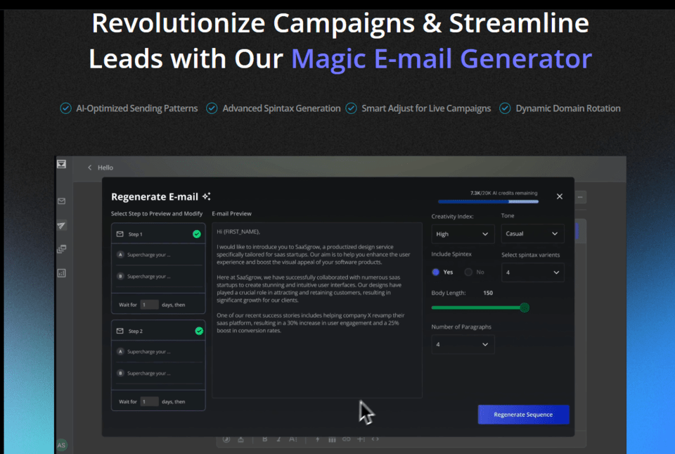reachinbox feature  - Magic E-Mail Generator