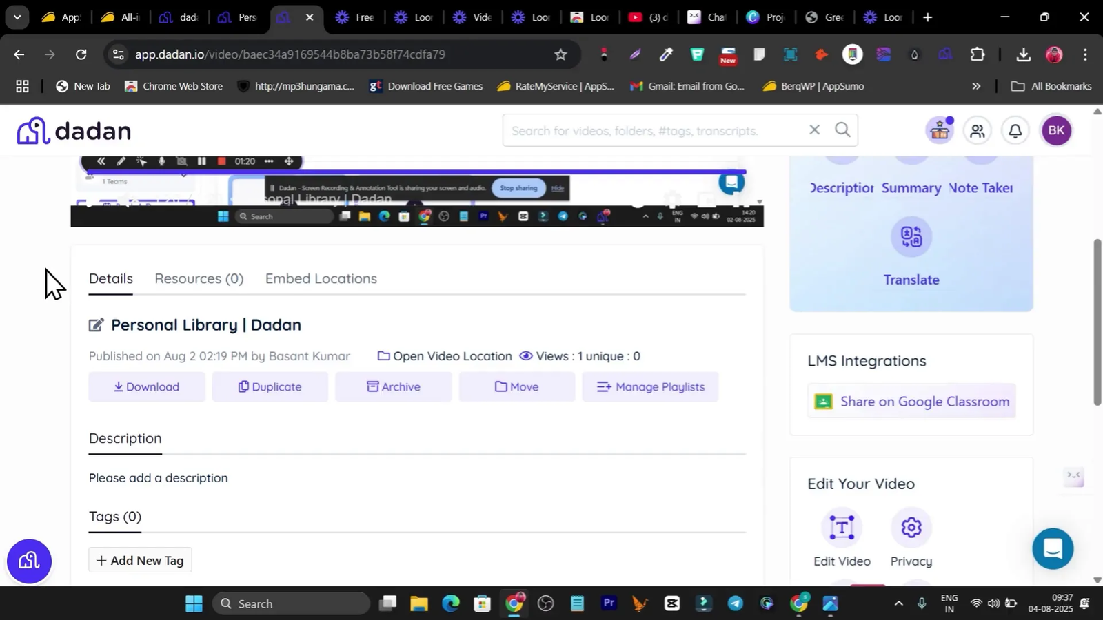 Dadan creating a lesson and integrating with Google Classroom